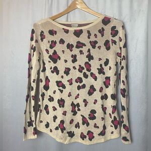 Chico's Beige Leopard Print Long Sleeve Top